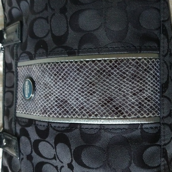 Coach Signature Jacquard Striped Python Black Satchel - Picture 4 of 10